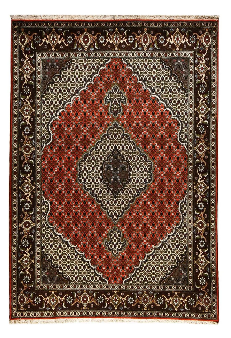Täbriz - 40 Raj Teppich 150x210cm - Perserteppich - rot