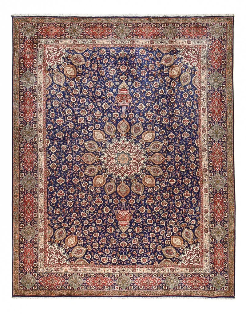 Täbriz - 40 Raj Teppich 297x387cm - Perserteppich - dunkelblau