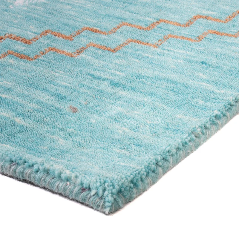 Loribaft Loom Teppich 62x102cm - Wollteppich - hellblau