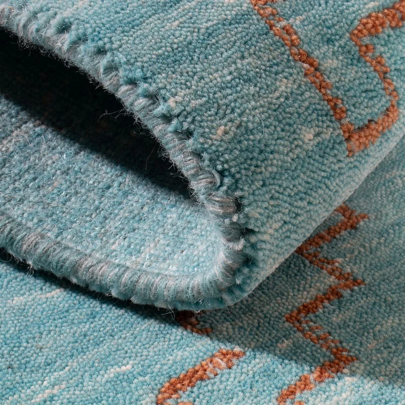 Loribaft Loom Teppich 62x102cm - Wollteppich - hellblau