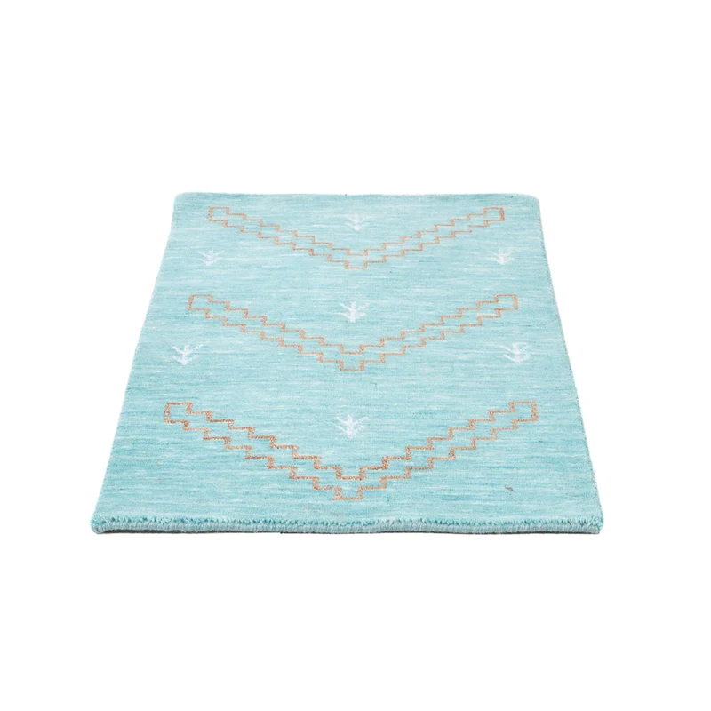 Loribaft Loom Teppich 62x102cm - Wollteppich - hellblau