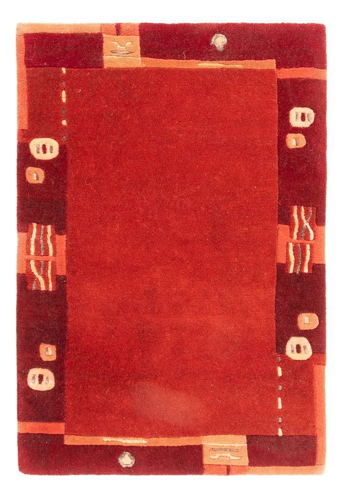 Nepal Teppich 60x90cm - Wollteppich - rot