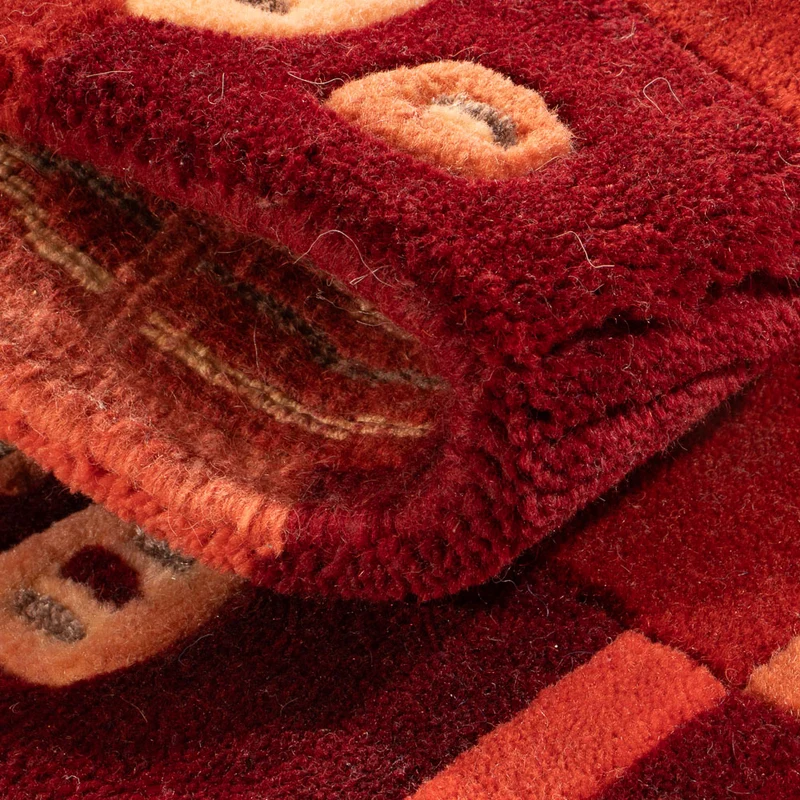 Nepal Teppich 60x90cm - Wollteppich - rot