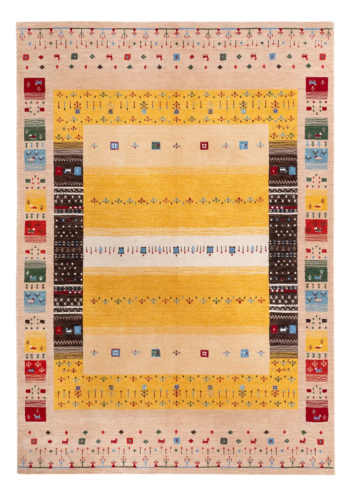 Loribaft Loom Teppich 170x240cm - Wollteppich - gold