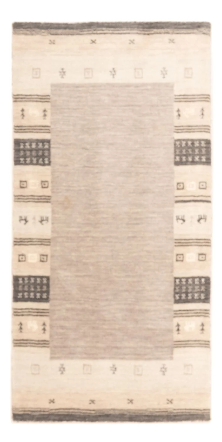 Gabbeh Teppich Indus 70x145cm - Wollteppich - hellgrau