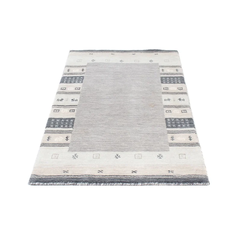 Gabbeh Teppich Indus 70x145cm - Wollteppich - hellgrau