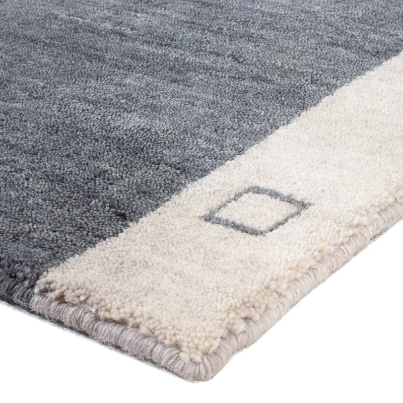 Gabbeh Teppich Indus 70x140cm - Wollteppich - grau