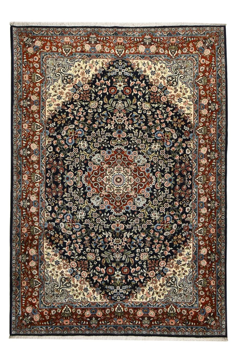 Keshan Teppich 220x315cm - Perserteppich - dunkelblau