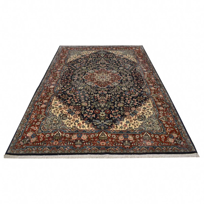 Keshan Teppich 220x315cm - Perserteppich - dunkelblau