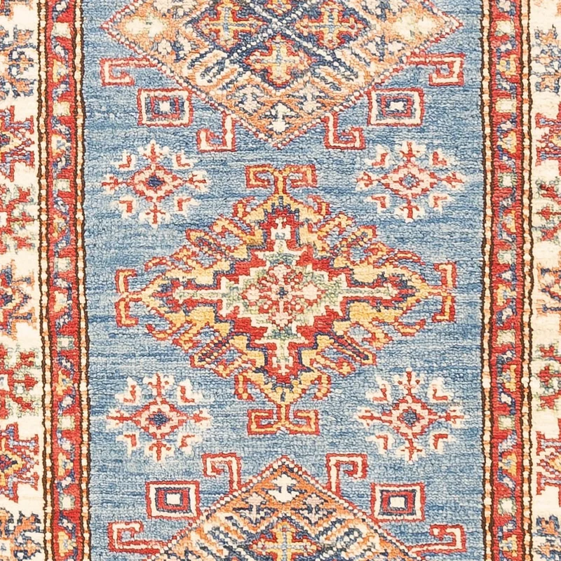 Kazak Teppich 60x185cm - Orientteppich - hellblau