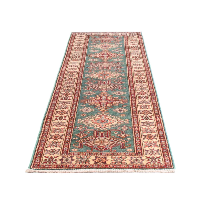 Kazak Teppich 80x326cm - Orientteppich - türkis