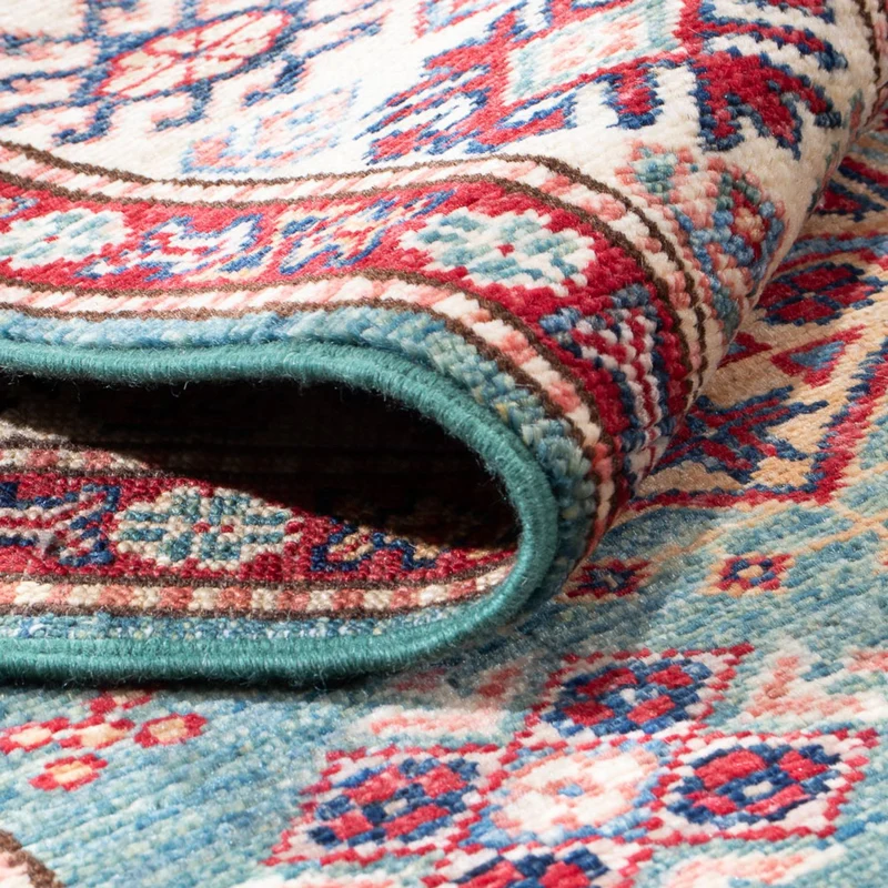 Kazak Teppich 84x294cm - Orientteppich - türkis