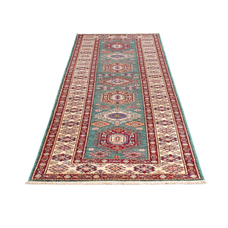 Kazak Teppich 84x294cm - Orientteppich - türkis