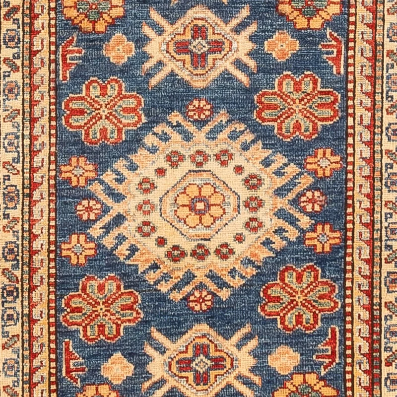 Kazak Teppich 80x304cm - Orientteppich - dunkelblau