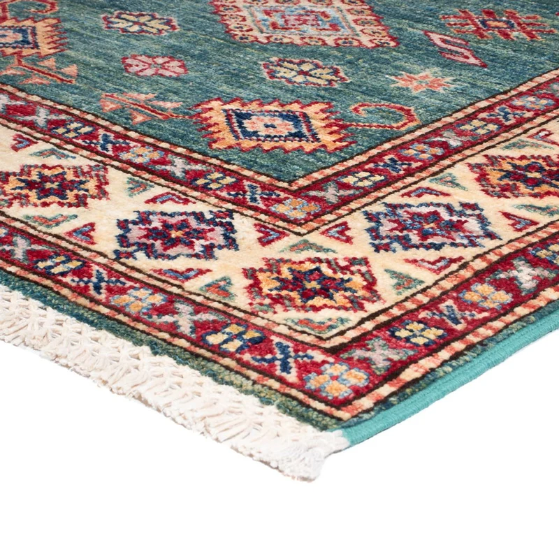 Kazak Teppich 80x303cm - Orientteppich - türkis