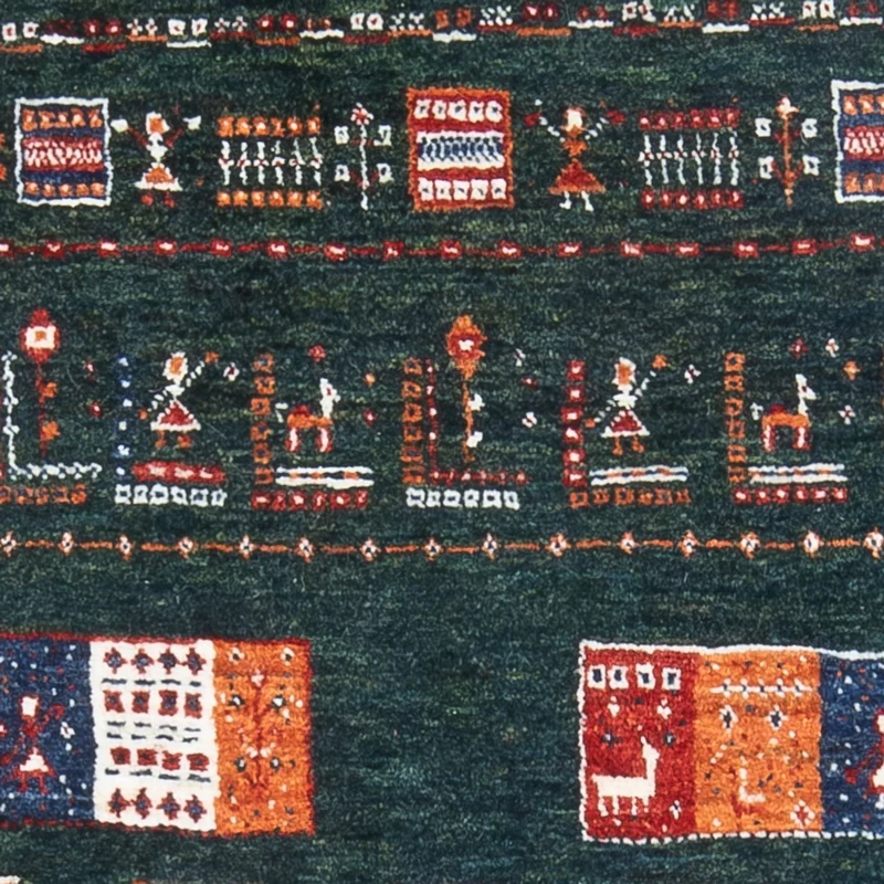 Loribaft Teppich Perser 85x135cm - Orientteppich - dunkelgrün
