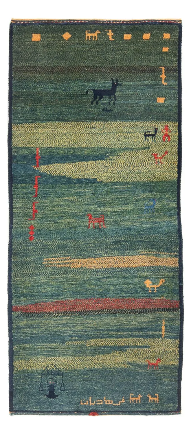 Gabbeh Persisch Teppich 87x195cm - Perserteppich Wollteppich - mehrfarbig