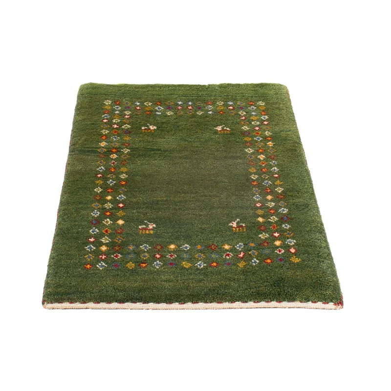 Gabbeh Persisch Teppich 62x89cm - Perserteppich Wollteppich - seegrün