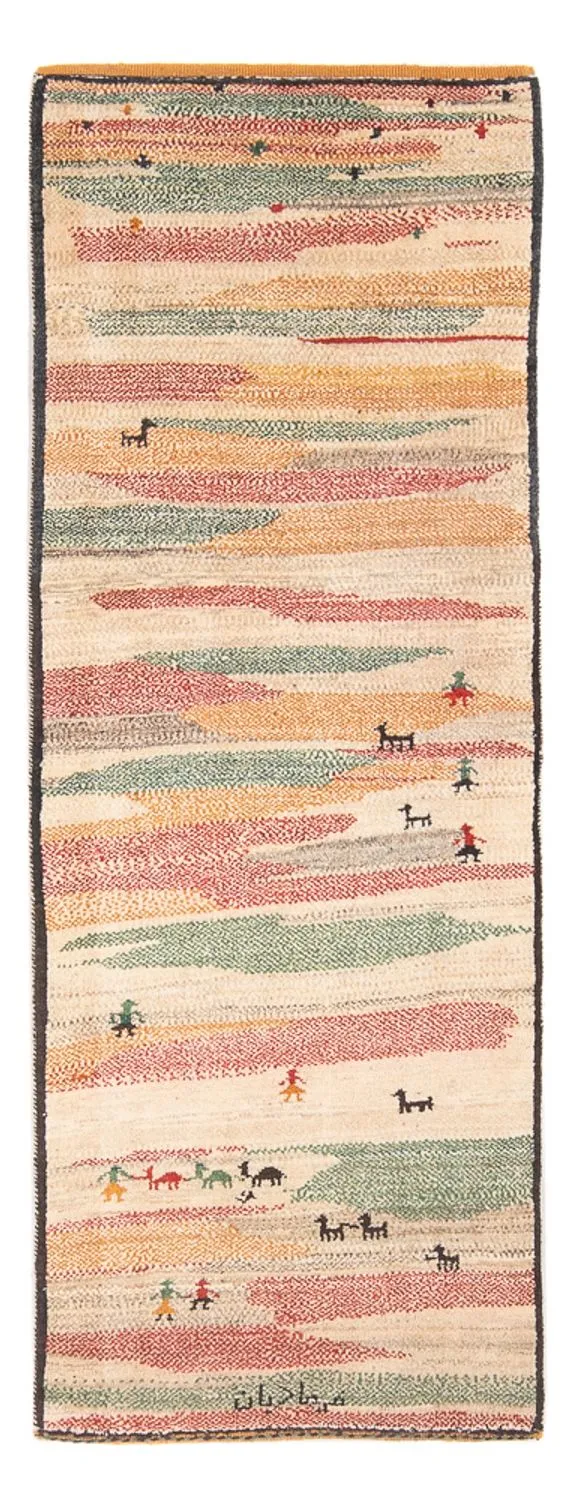 Gabbeh Persisch Teppich 78x205cm - Perserteppich Wollteppich - mehrfarbig