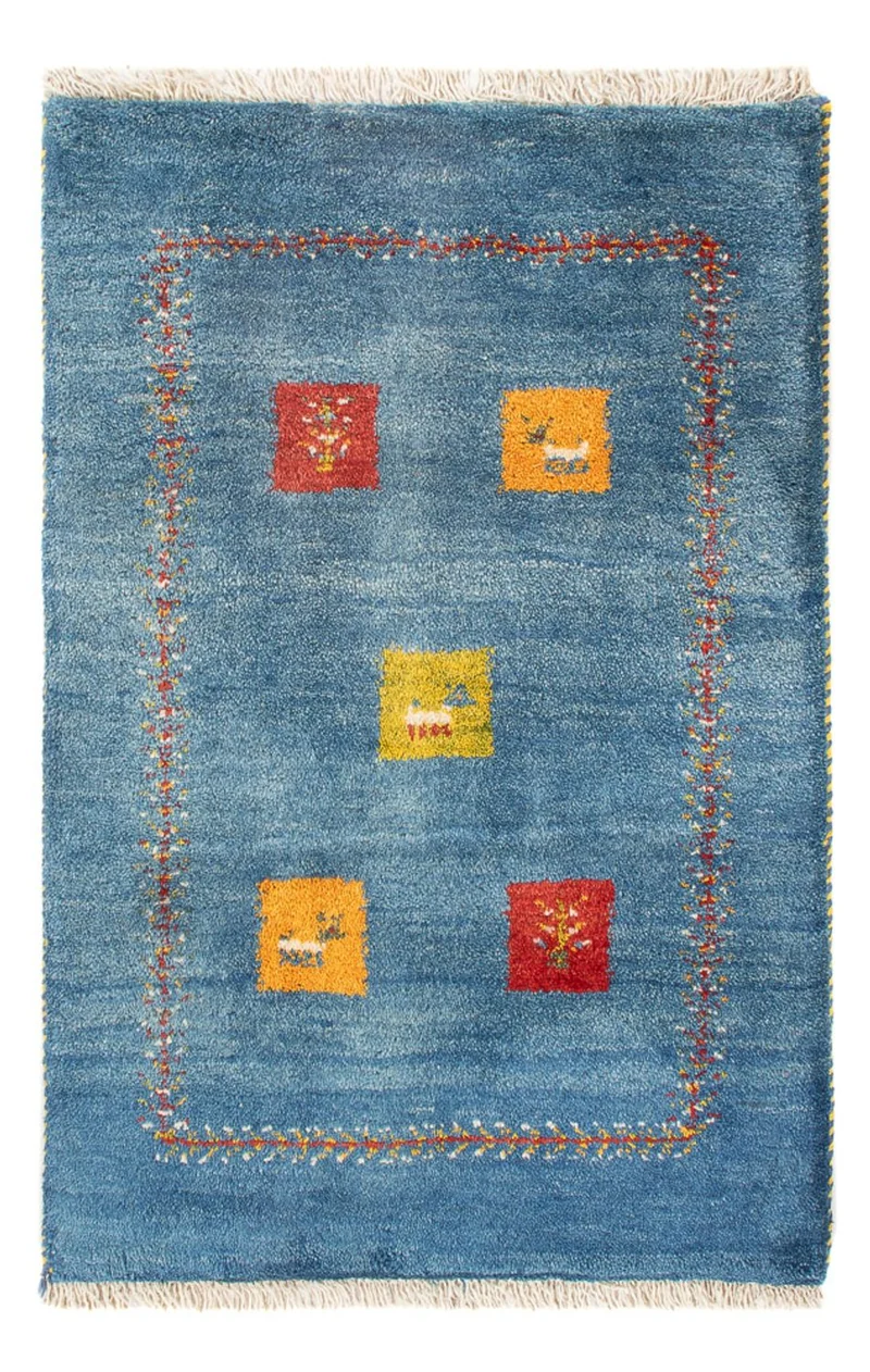 Gabbeh Persisch Teppich 59x87cm - Perserteppich Wollteppich - mehrfarbig
