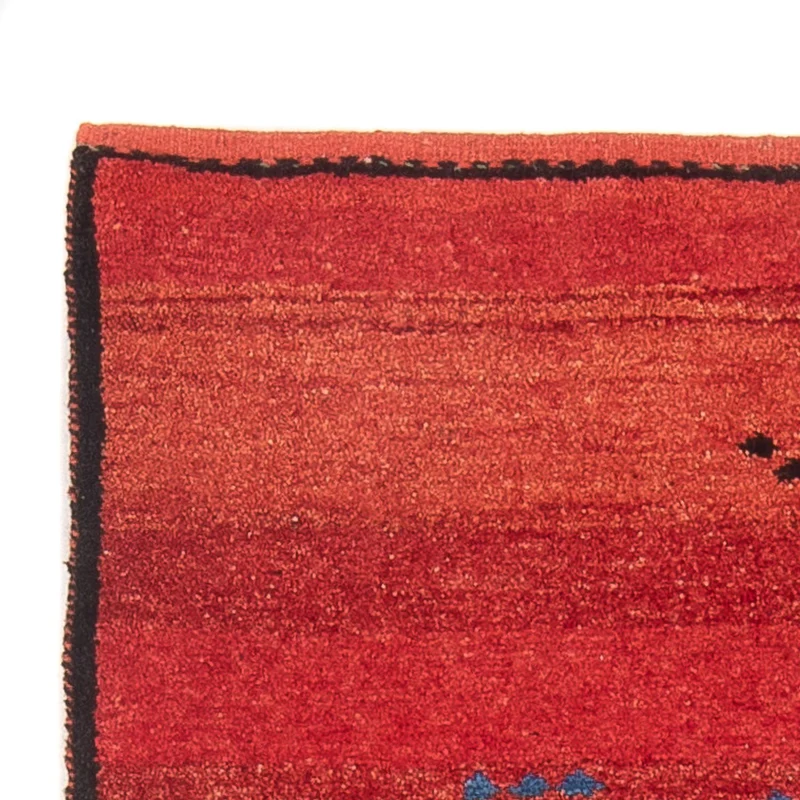Gabbeh Persisch Teppich 87x187cm - Perserteppich Wollteppich - rot