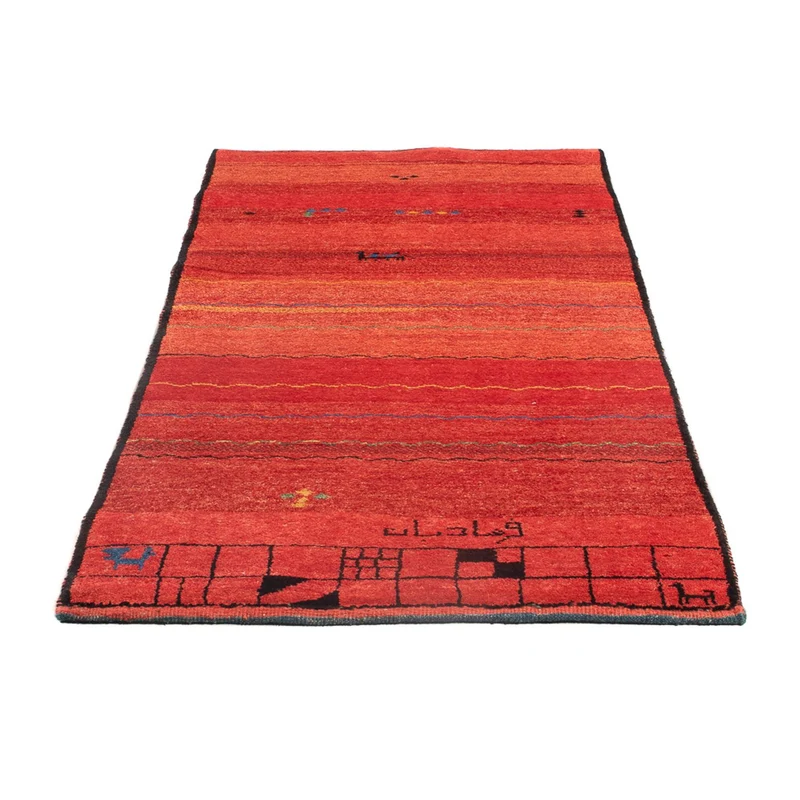Gabbeh Persisch Teppich 87x187cm - Perserteppich Wollteppich - rot