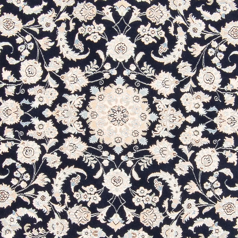 Perserteppich - Nain rund - 202 x 202 cm - dunkelblau
