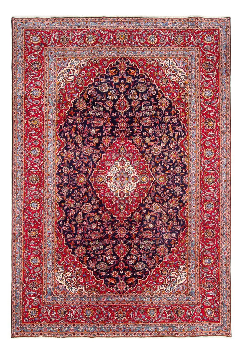 Keshan Teppich 246x353cm - Perserteppich - dunkelblau