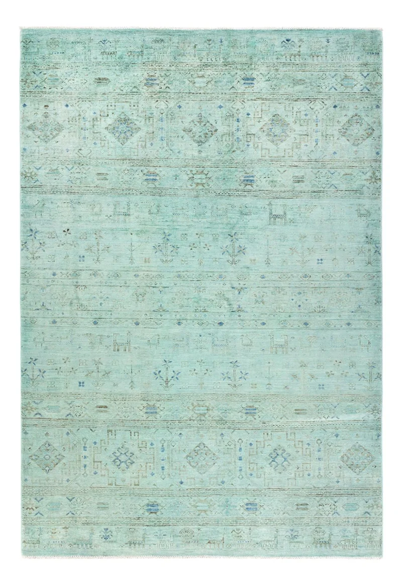 Ziegler Modern Teppich 164x237cm - Orientteppich - türkis