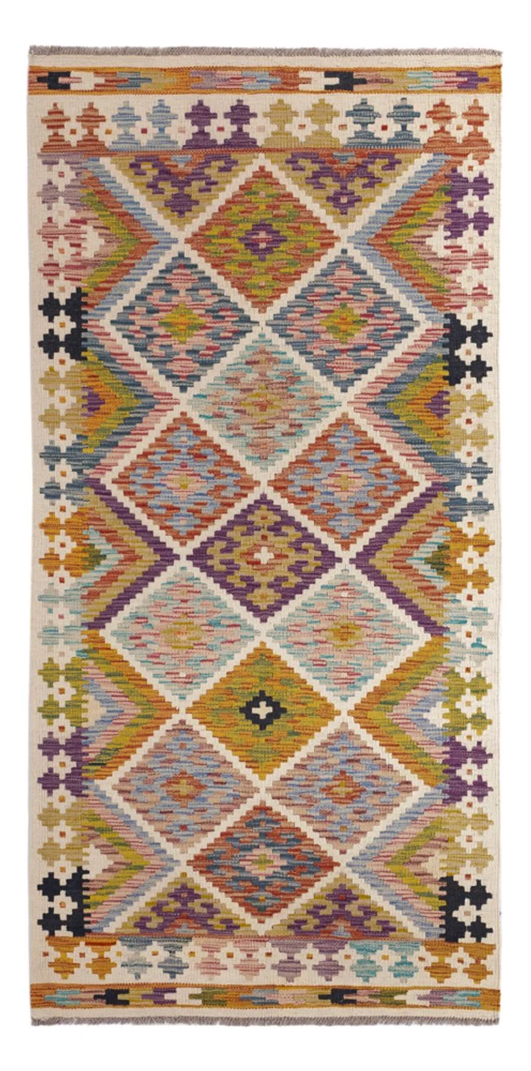 Kelim Maimene Teppich 95x195cm - mehrfarbig