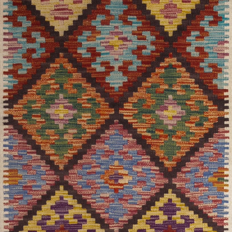 Kelim Maimene Teppich 101x199cm - mehrfarbig