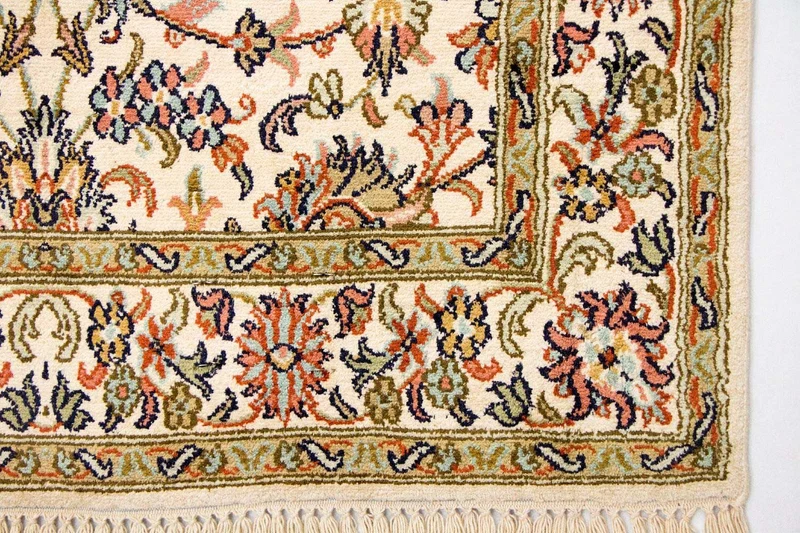 Kaschmir Seide Teppich 74x127cm - Orientteppich - beige