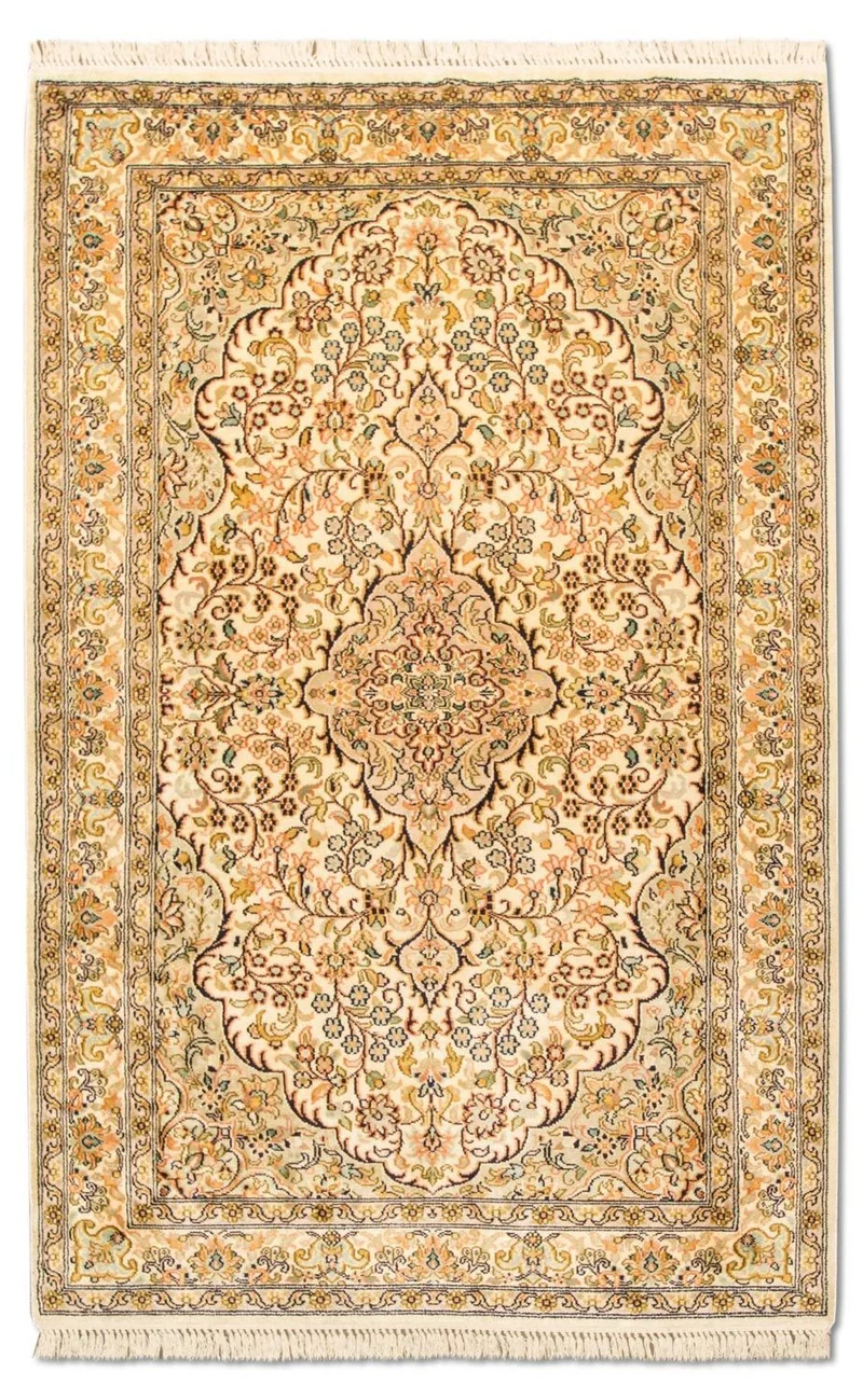 Kaschmir Seide Teppich 94x153cm - Orientteppich - beige