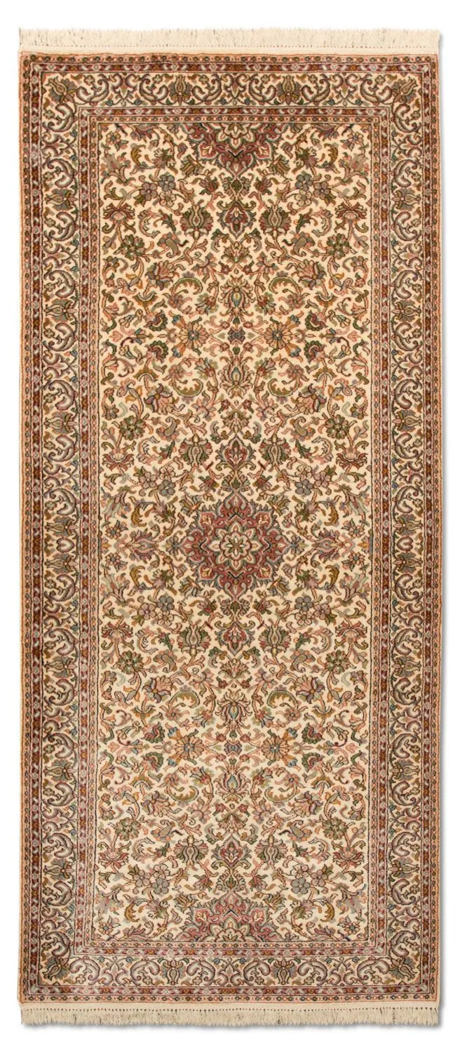 Kaschmir Seide Teppich 77x190cm - Orientteppich - beige