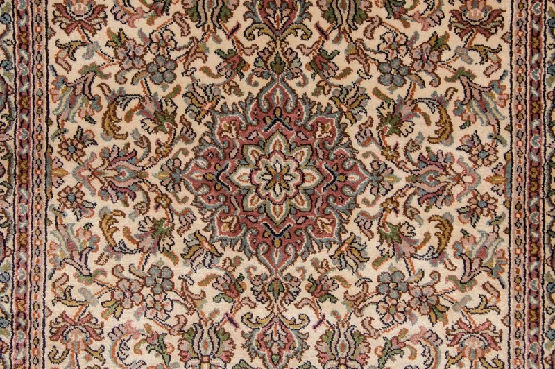 Kaschmir Seide Teppich 77x190cm - Orientteppich - beige
