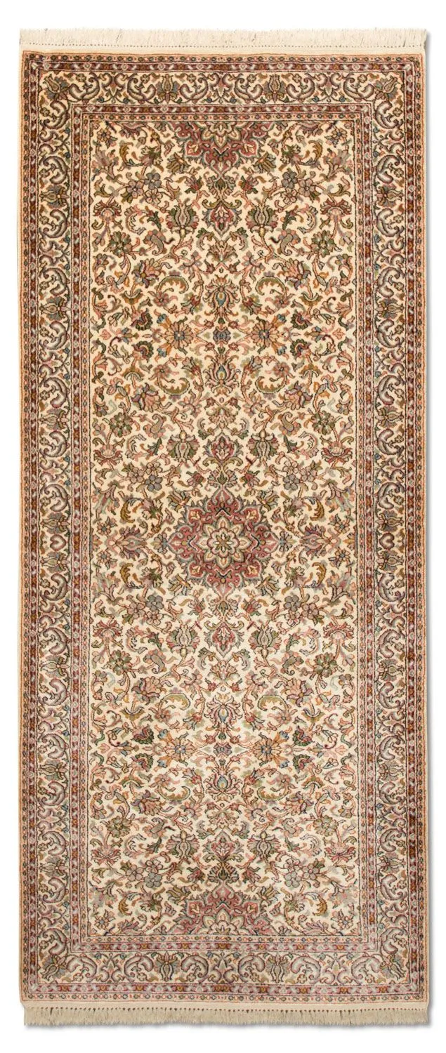 Kaschmir Seide Teppich 79x192cm - Orientteppich - beige