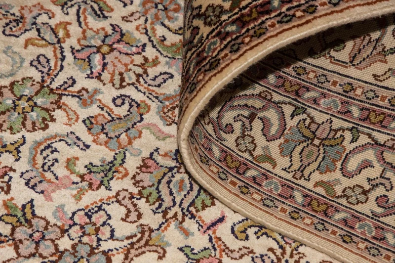Kaschmir Seide Teppich 79x192cm - Orientteppich - beige