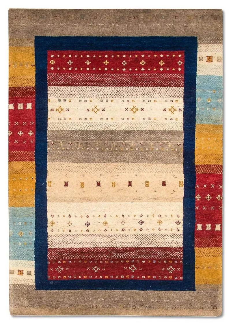 Loribaft Teppich Perser 123x181cm - Wollteppich - mehrfarbig