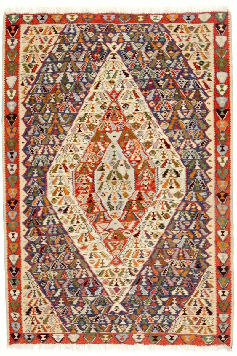 Kelim Teppich Old 119x153cm - blau