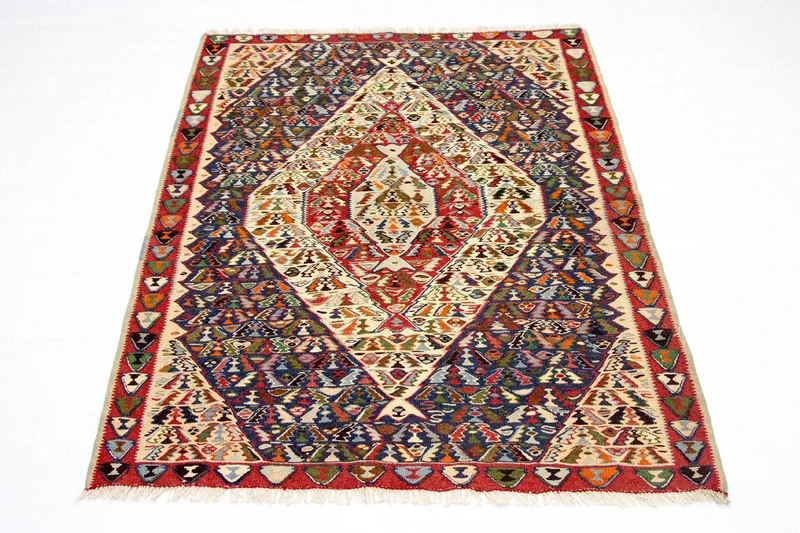 Kelim Teppich Old 119x153cm - blau