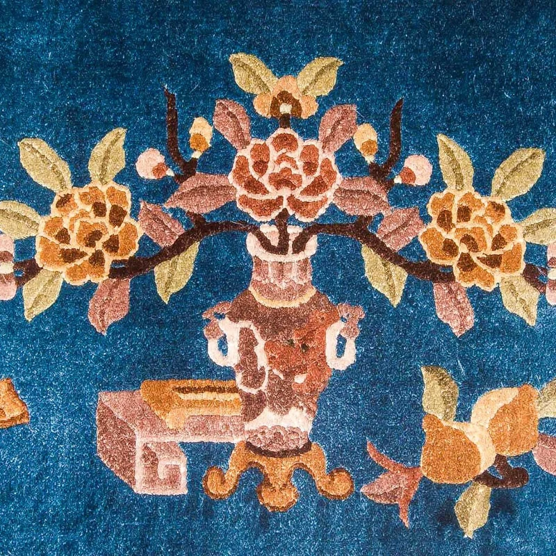 China Seide Teppich 69x122cm - Orientteppich - dunkelblau