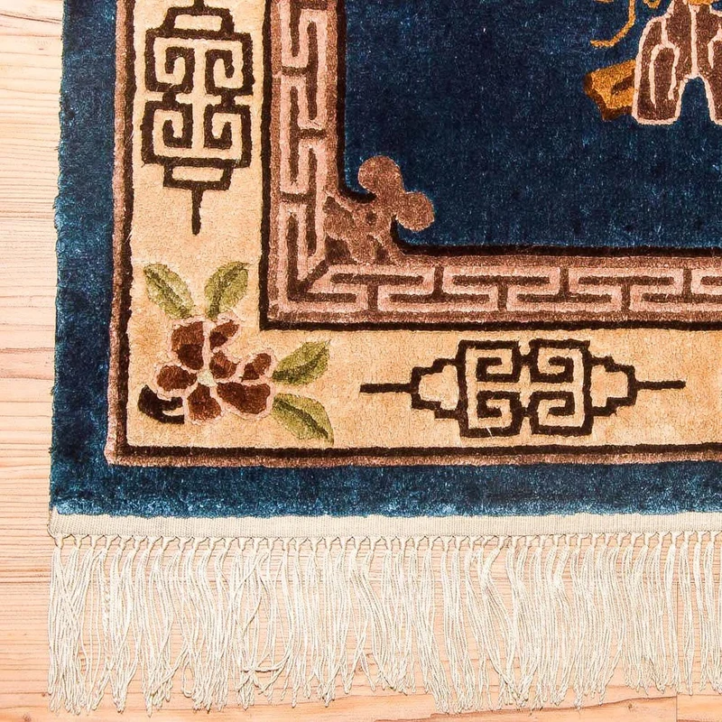 China Seide Teppich 69x122cm - Orientteppich - dunkelblau
