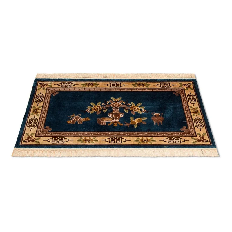 China Seide Teppich 69x122cm - Orientteppich - dunkelblau