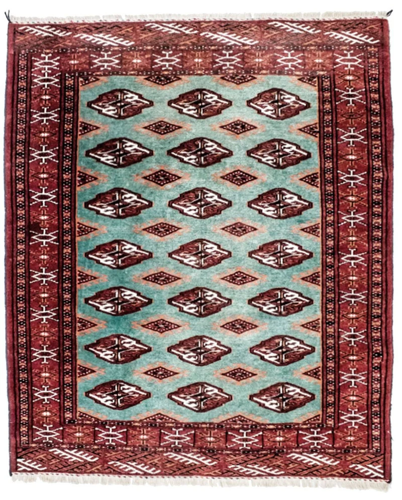 Turkaman Teppich 100x124cm - Orientteppich - türkis