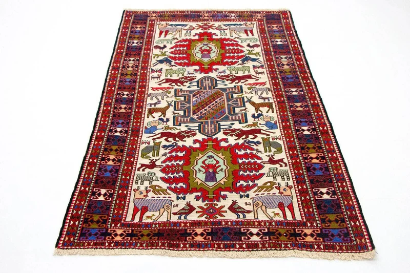 Kelim Seide Teppich 118x212cm - beige