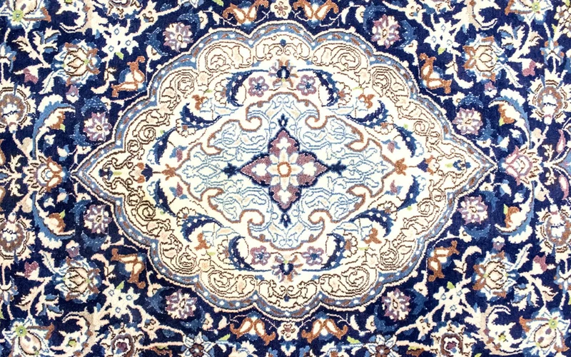 Perserteppich - Nain - Royal 199 x 291 cm Wohnzimmer Teppich - blau