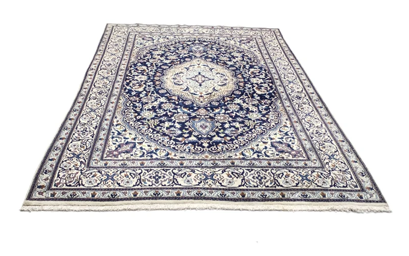 Perserteppich - Nain - Royal 199 x 291 cm Wohnzimmer Teppich - blau