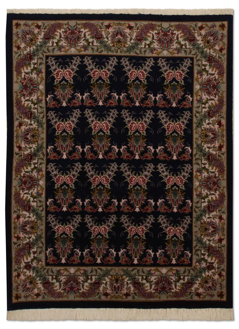 Täbriz - 50 Raj Teppich 103x137cm - Perserteppich - dunkelblau