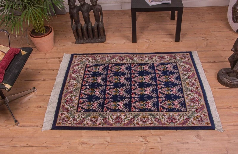 Täbriz - 50 Raj Teppich 103x137cm - Perserteppich - dunkelblau