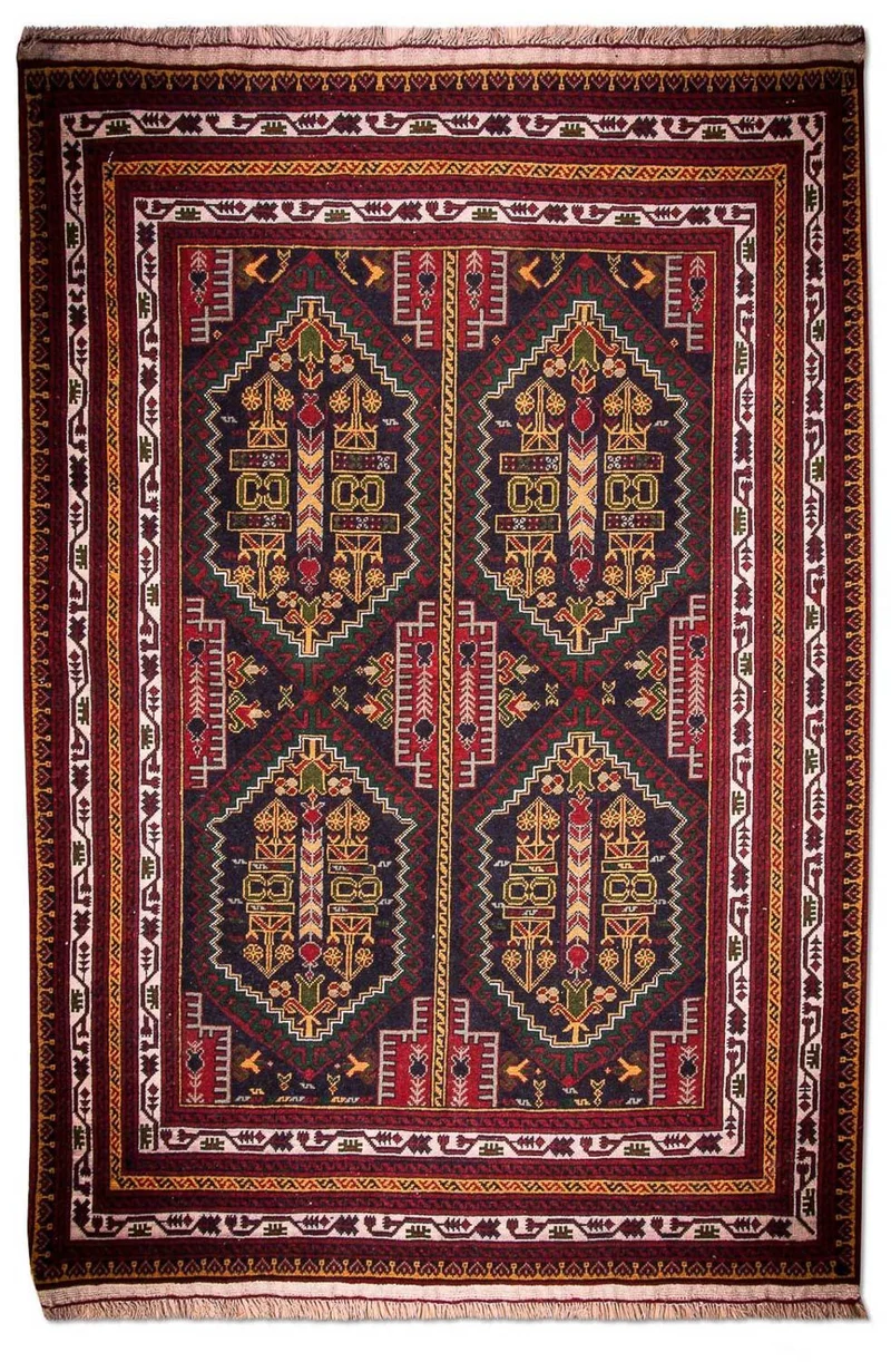 Afghan Teppich 92x145cm - Orientteppich - blau